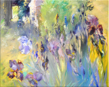 Obraz Kosatce na dvoře II, akademický malíř Jan Řeřicha Cardamine, květiny
