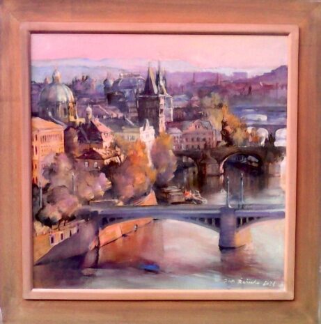 Akademický malíř Jan Řeřicha obraz Pražské mosty