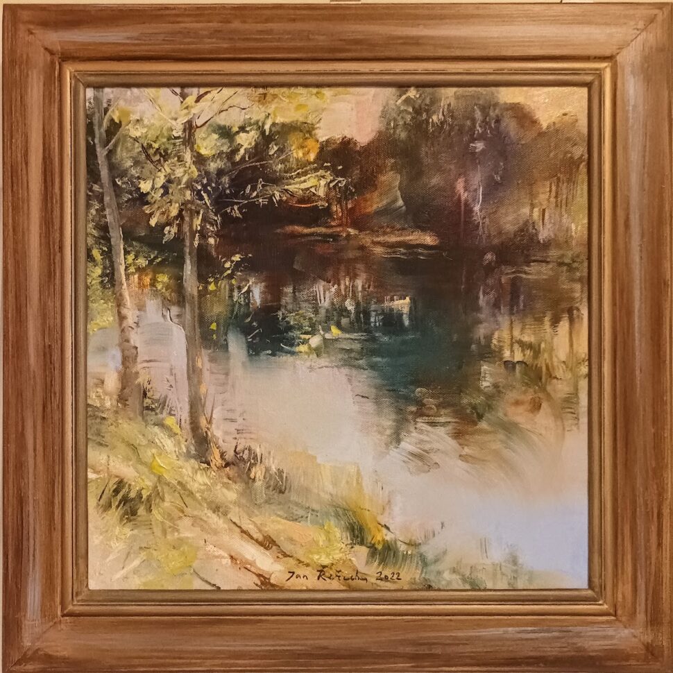 Obraz Na břehu rybníka, akad. malíř Jan Řeřicha Cardamine